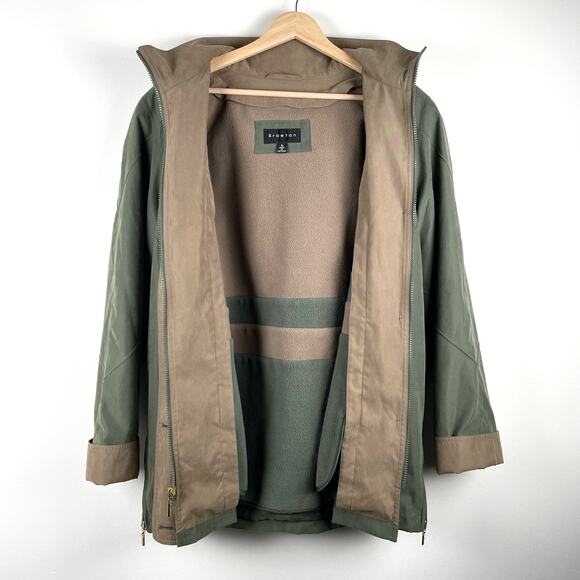 Vintage Green Hooded Jacket Windbreaker with Fleece Liner - Size S - Picture 2 of 13